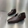 Em Estoque, Envio Imediato! Mocassins Retrô Quadrados com Fivela e Salto Baixo, Sapatos Mary Jane de Salto Grosso para o Dia a Dia, Sapatos de Couro Femininos