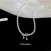 Collar de Perlas con Lazo Estilo Coreano, Cadena para Clavícula de Lujo Ligero Nicho de Gama Alta, Estilo Súper de Hada, Elegante y Chic para Mujer