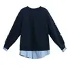 Calidad Garantizada, No Hace Bolitas, Amigable con la Piel, Rejuvenecedor, Sudadera Falsa de Dos Piezas para Mujeres de Mediana Edad, Nuevo Estilo Europeo para Primavera y Otoño, Corte Holgado, Tallas Grandes