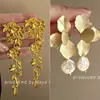 Hija Rica~Aretes de Trigo con Borla Larga Dorada para Mujer, Lujo Accesible Aretes de Gama Alta, Aretes Únicos Exagerados y Atmosféricos