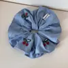 Scrunchie de Mezclilla a Cuadros Rojos Pinza Elegante Retro Banda Elástica para Cola de Caballo Floral Simple Moda para el Cabello Scrunchie