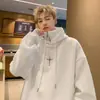 Sudadera con capucha de forro polar engrosado estilo americano, estilo americano, de dos piezas falsas, con media cremallera, para hombre, nueva de Otoño/Invierno 2026