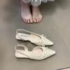 Zapatillas Planas de Punta y Boca Baja para Mujer Zapatos de Verano Nuevas Banda Elástica Trasera Hueca Cómodas Versátiles Hermoso Temperamento Sandalias
