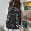 Mochila escolar estilo coreano para estudiantes de secundaria femeninas, mochila a rayas moderna para chicas de secundaria, adecuada para la escuela, viajes y el día a día.