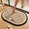 Alfombrilla Absorbente para Suelo de Baño Felpudo Antideslizante para Baño Felpudo de Barro Diatomeas para Puerta de WC Lavabo Baño Felpudo Suave para Pies