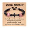 Pulsera de cuentas de fútbol con cruz estilo deportivo, pulsera ajustable tejida a mano con cuentas de piedra negra y balón, con cartón