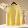 Colete Cardigan Tricotado de Lã Cashmere Gola V Cor Sólida Escovado Sem Mangas Camada Waistcoat Outono/Inverno 2026