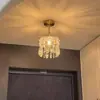 Lámpara Colgante Pequeña de Cristal de Lujo Ligero de Cobre Puro Estilo Vintage Americano para Restaurante, Dormitorio, Mesita de Noche, Entrada, Balcón y Vestidor