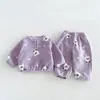 Conjunto de Ropa de Casa para Niños para Otoño e Invierno, Conjunto de Dos Piezas con Sudadera de Bloques de Color de Dibujos Animados y Pantalones para Niña de Bebé zdj6682