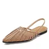 Sandalias de Punta Caladas Nuevo Vintage Rayadas de Punta con Tira Trasera Planas Verano Zapatos Romanos H3308-8