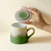 Taza de Cerámica con Tapa de las Dinastías Tang y Song, Alto Valor Estético, Diseño de Montaña Degradada, Regalo de Cumpleaños, Taza de Agua para el Hogar, Taza de Café, Taza de Leche