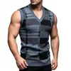 Chaleco de punto con bloques de color a cuadros estilo británico transfronterizo, cuello en V, sin mangas, corte ajustado, una prenda versátil para superponer en el trabajo