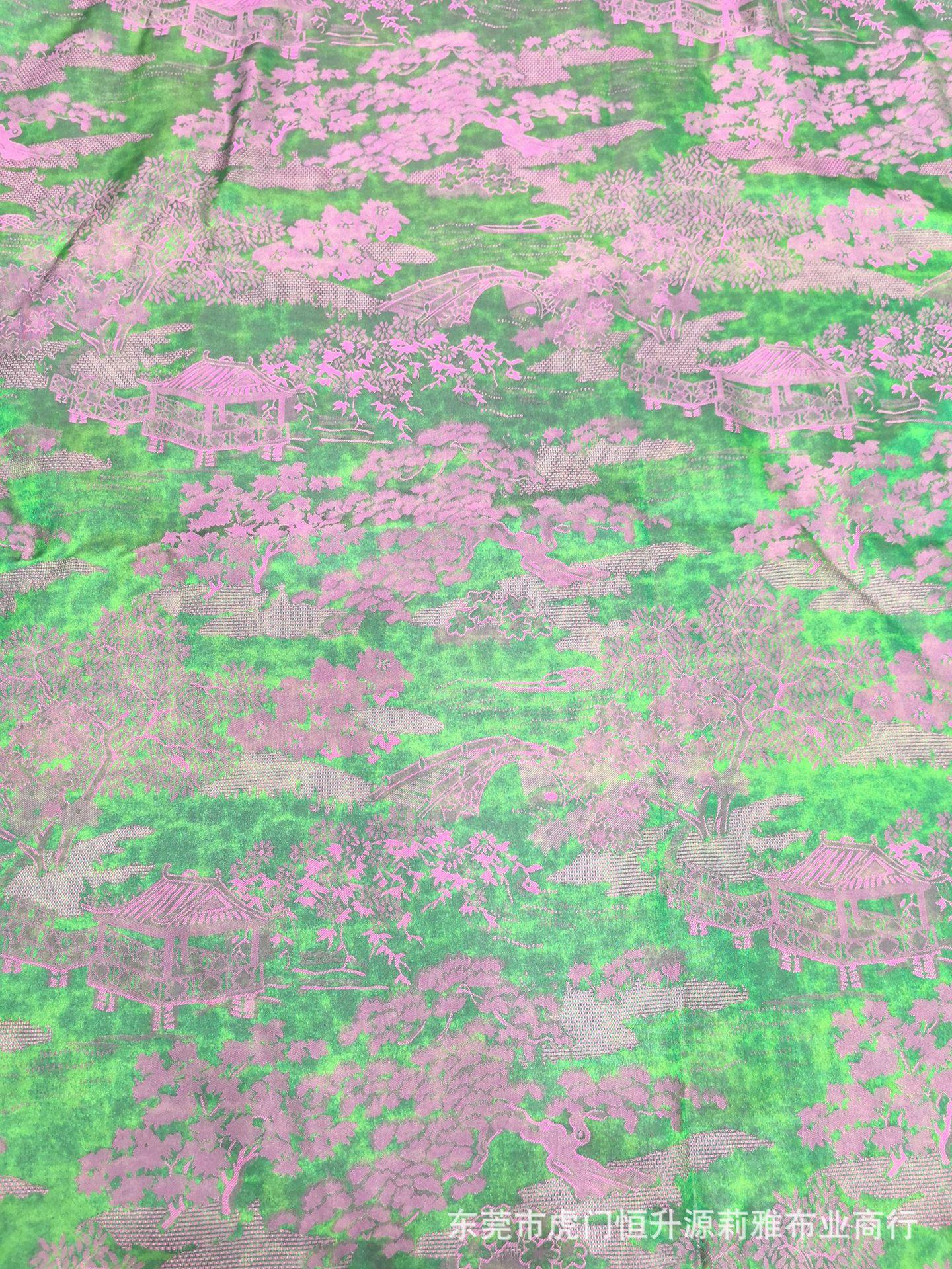 新中式人丝小乔提花面料 扎染印花工艺 适用于马甲衬
