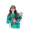 Camiseta Holgada de Algodón Puro con Bloques de Color Nicho Tie-Dye para Mujer Chic Trendy Marca Graffiti Media Longitud Elegante Urbana Top de Manga Corta
