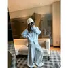 Conjunto de alta qualidade estilo coreano casaco de malha com gola alta roxa de lã cardigã estilo preguiçoso feminino outono e inverno