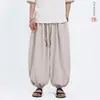 Verano 2026 Nuevo Estilo Chino para Hombre Pantalones Harem de Seda Helada Jacquard con Relieve de Dragón Talla Grande Sueltos de Pierna Ancha Pantalones Linterna
