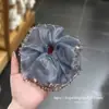 Goma de pelo de lujo con malla de purpurina fina y pedrería estilo coreano para mujer, nuevo accesorio de moda de influencers coreanos