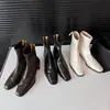 Botas femininas slim super elásticas, novas botas curtas elásticas de salto alto grosso com bico quadrado e zíper traseiro para outono e inverno para mulheres