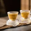 Taza de Té Minimalista con Acentos Dorados, Taza de Té Tradicional de Vidrio, Taza de Degustación Hecha a Mano de Alta Gama, Taza para el Maestro del Hogar