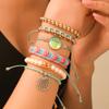 Pulsera Europea y Americana Popular Transfronteriza de Verano para la Playa Acero Inoxidable Colorida Árbol de Coco Tortuga Arcilla Suave Trenzada Juego de Pulseras