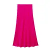 Exportación Transfronteriza Ropa de Mujer Primavera 2026 Estilo Europeo y Americano Cintura Media Color Sólido Textura de Satén de Seda Falda para Mujer D6933594