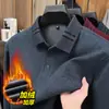 550g Ropa Interior Térmica Gruesa con Forro de Polar para Papá en Invierno con Parte Superior de Lana para Hombres de Mediana Edad, Capa Base de Cuello Polo