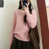 Suéter de punto con cuello en V y manga larga, de estilo coreano y corte relajado para mujer, nueva colección otoño/invierno, top versátil de color liso para usar en capas