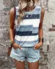 2026 Nuevo Top Chaleco Casual Rayado Cómodo de Cuello Redondo sin Mangas de Primavera y Verano Transfronterizo Europeo y Americano para Mujer
