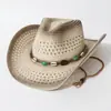 Sombrero de paja estilo vaquero occidental transfronterizo, sombrero de sol estilo étnico, sombrero de sol para vacaciones, sombrero de sol para viajes, sombrero de paja para exteriores