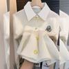 Suéter de Punto Empalmado Falso de Dos Piezas Estilo Universitario Primavera y Otoño para Mujer Cárdigan Adelgazante Temperamento Holgado Estilo Occidental Top Tops