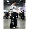 Pantalones Casuales para Hombre Retro Americano Transfronterizos con Cordón Bordado Marca de Moda Sueltos Nuevos Versátiles para Hombre