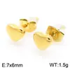 Brincos de Tarraxa Coração em Aço Inoxidável para Mulheres Simples Brinco 3D em Formato de Coração Acessórios Dourado Prateado Ouro Rosé Versátil para o Dia a Dia