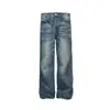 Yidao Vintage 2026 Otoño Nuevo Estilo Americano Pantalones de Jean Holgados Bigote de Gato para Hombres y Mujeres, Pantalones de Pierna Ancha Curvos Lavados y Desgastados