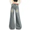 Jeans Personalizados para Mujer Primavera Otoño 2026 Nuevo Estilo Color Claro Retro Sueltos Pierna Recta Adelgazantes Pantalones Largos hasta el Suelo