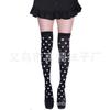 Stockings de punto de fábrica transfronterizos de lunares blancos y negros para fiesta de Halloween, Navidad, festividades, hasta la rodilla con lazo de lunares