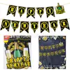 Platos de Papel Desechables Temáticos de Año Nuevo 2027 Transfronterizos Negros y Dorados, Servilletas, Vasos de Papel, Manteles, Banderines y Decoraciones para Set de Fiesta de Año Nuevo