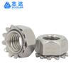 Tuerca tipo K de acero inoxidable 304/316/tuerca dentada con tapa K, tuerca de seguridad anti-floja métrica/británica M3-M8