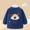 Babeo impermeable de pana de manga larga para otoño e invierno, diseñado para usarse al revés, para comer y proteger la ropa de las manchas