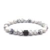Pulsera Europea y Americana Nueva de Piedra Ojo de Tigre Flash Ónix Negro para Hombre Pulsera de Encanto de Piedra Volcánica Cuadrada Esmerilada