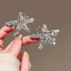 Grampo de Cabelo Estrela do Mar com Laço Totalmente Cravejado de Diamantes Feminino Novo Clipe para Franja Lateral Grampo de Cabelo Fashion Clipe Bico de Pato para Cabelos Quebrados