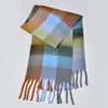 Novo Cachecol Xadrez Arco-Íris Outono e Inverno Moda Fio Loop Engrossado Quente Xadrez Franja Longo Estilo Casal