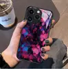 Funda para Teléfono Móvil Flor Oscura Transfronteriza Apple 17/18 Promax Funda de Vidrio Iphone15Plus Protección Completa Contra Colisiones