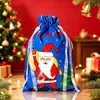 Bolsas de Regalo con Cordón de Halloween y Navidad de Venta Caliente Transfronterizas, Bolsas de Empaque con Cordón Navideño, Decoraciones Navideñas, Bolsas de Aluminio Láser