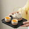 Juego de Té Kung Fu Horno Ru Juego Pequeño Estilo Chino Tetera y Taza de Cerámica para el Hogar para una Persona Hotel Dormitorio Mesa Pequeña de Té