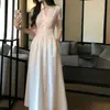 De Yi ShiBai Lan ShuVestido Camisero Simple y Elegante de Algodón Lyocell con Cintura Ceñida y Efecto Adelgazante, Vestido Blanco Pequeño