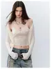 VIAPITTI Camisola Jacquard de Encaje Falso Dos Piezas con Cardigan de Atar Enfoque de Espejo 9182