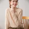 Otoño e Invierno Doble Hilo Engrosado Cálido Interior Cachemir Tejido Suéter de Cuello Alto para Mujer Tejido Base Suelto para Mujer