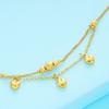 Sandalia de oro de Vietnam Moda doble línea giro y Cuentas de transporte tobillera de amor chapada en oro de 24k tobillera con borla tobillera europea y americana venta al por mayor