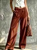 Pantalones de pana anchos retro para mujer Otoño/Invierno 2026, Pantalones rectos de cintura alta con doble bolsillo, Pantalones casuales transfronterizos europeos y americanos