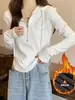 Sudadera con Capucha Camiseta de Manga Larga para Mujer 2025 Otoño e Invierno Nuevo Talla Grande Diseño para Chicas Gorditas Top de Media Cremallera de Nicho